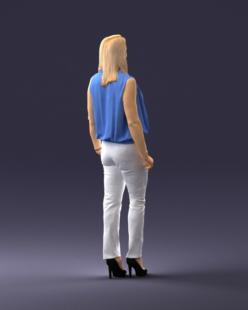 Woman in blue dress 0131 3D Print Ready 3D print model_15