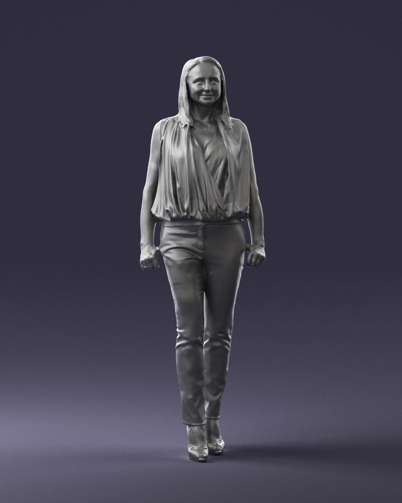 Woman in blue dress 0131 3D Print Ready 3D print model_4