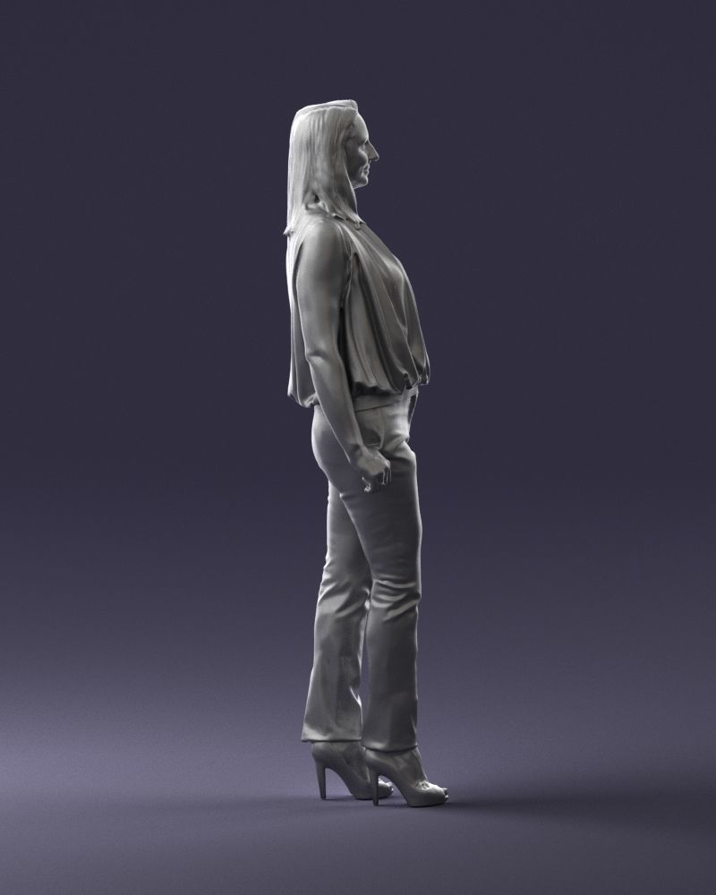 Woman in blue dress 0131 3D Print Ready 3D print model_13