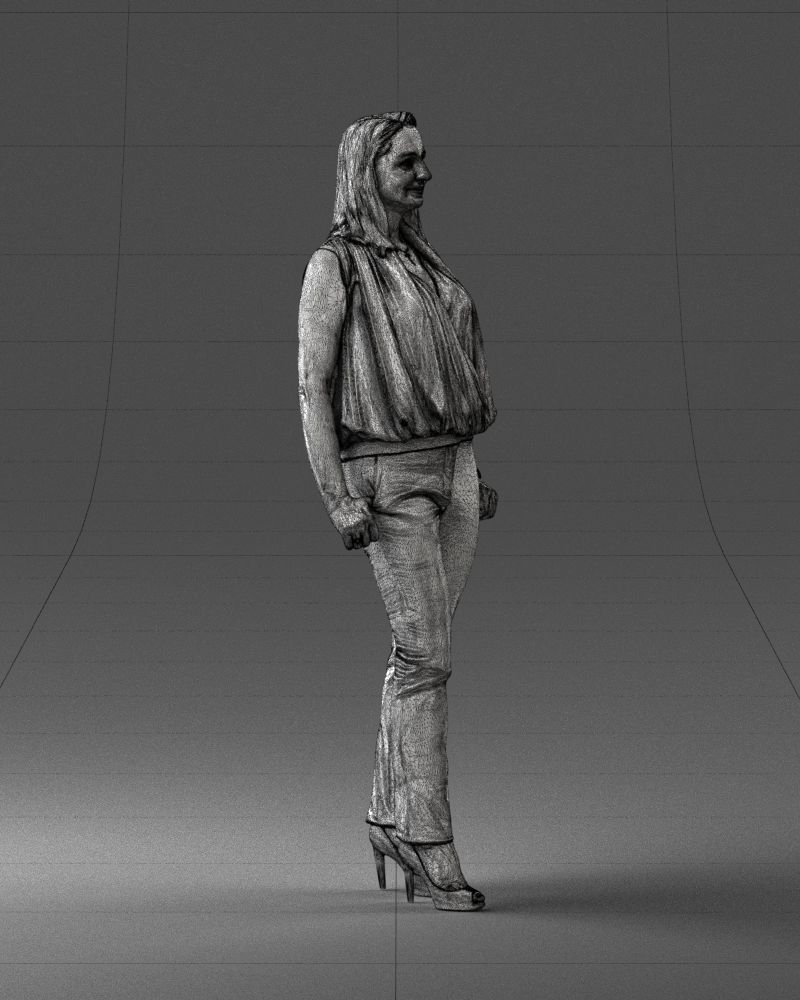 Woman in blue dress 0131 3D Print Ready 3D print model_11