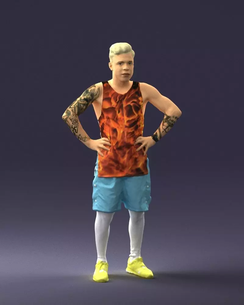 000692 Sporty Tattooed Man STL Miniature 3D print model
