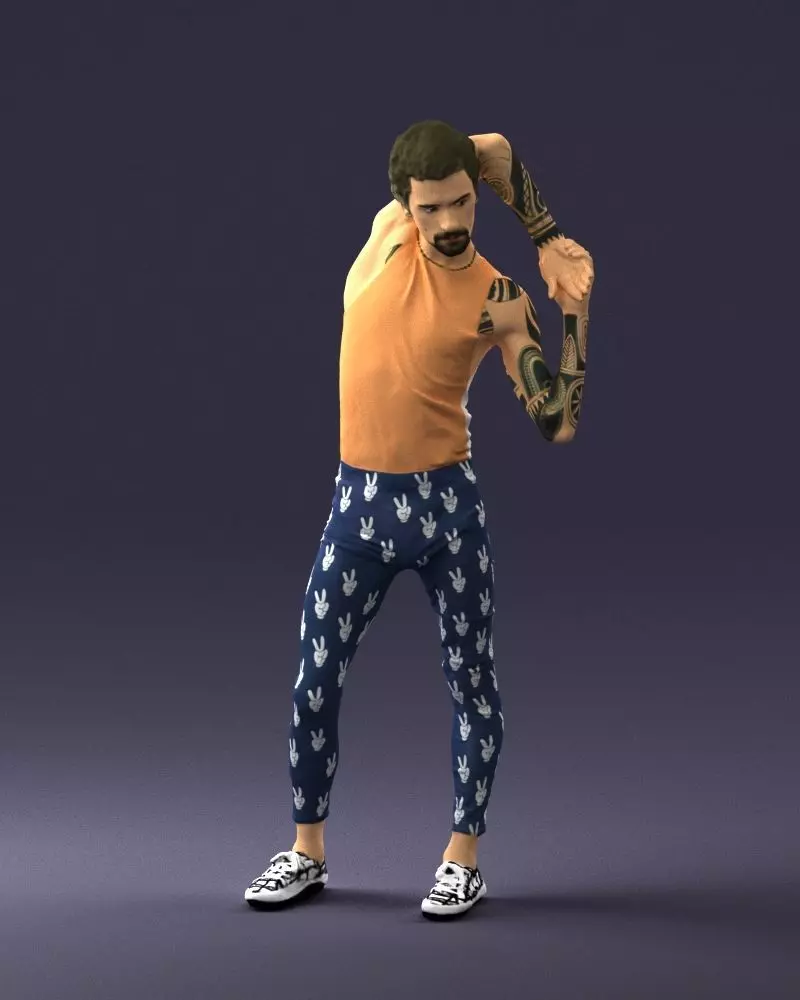 Tattooed male gymnast 0347 3D Print Ready 3D print model