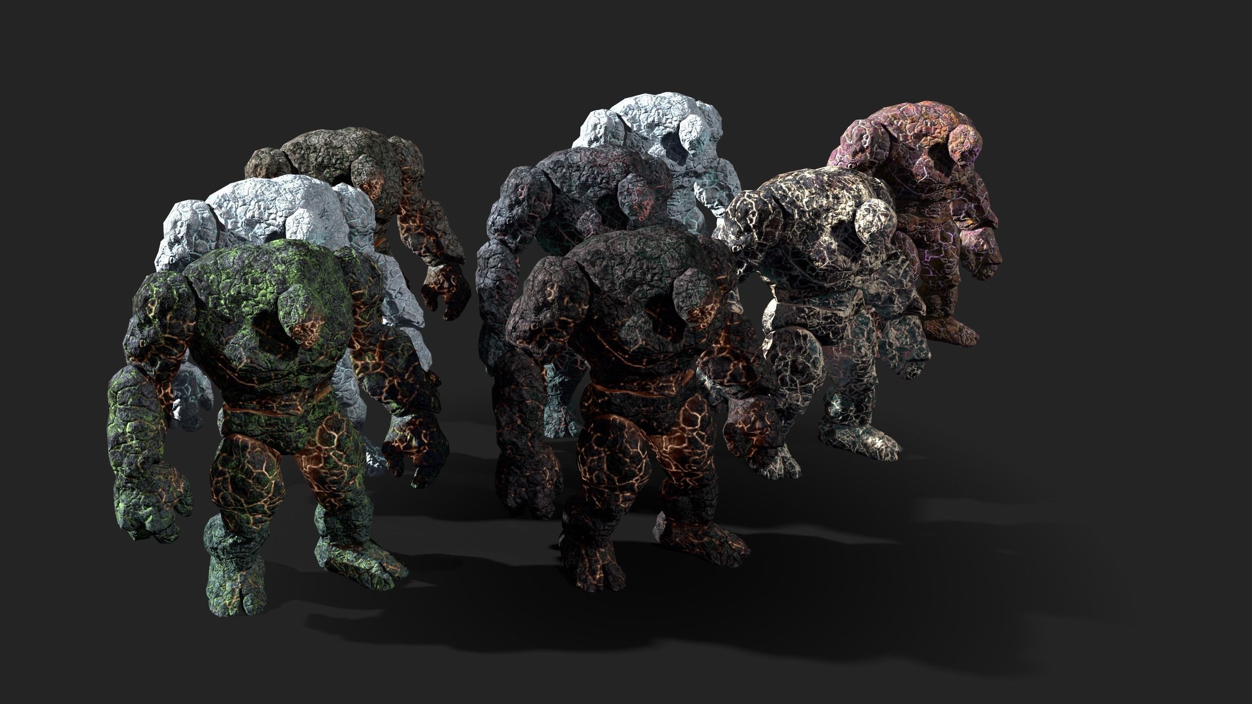 Golem Elemental - Mega Pack Low-poly 3D model_7