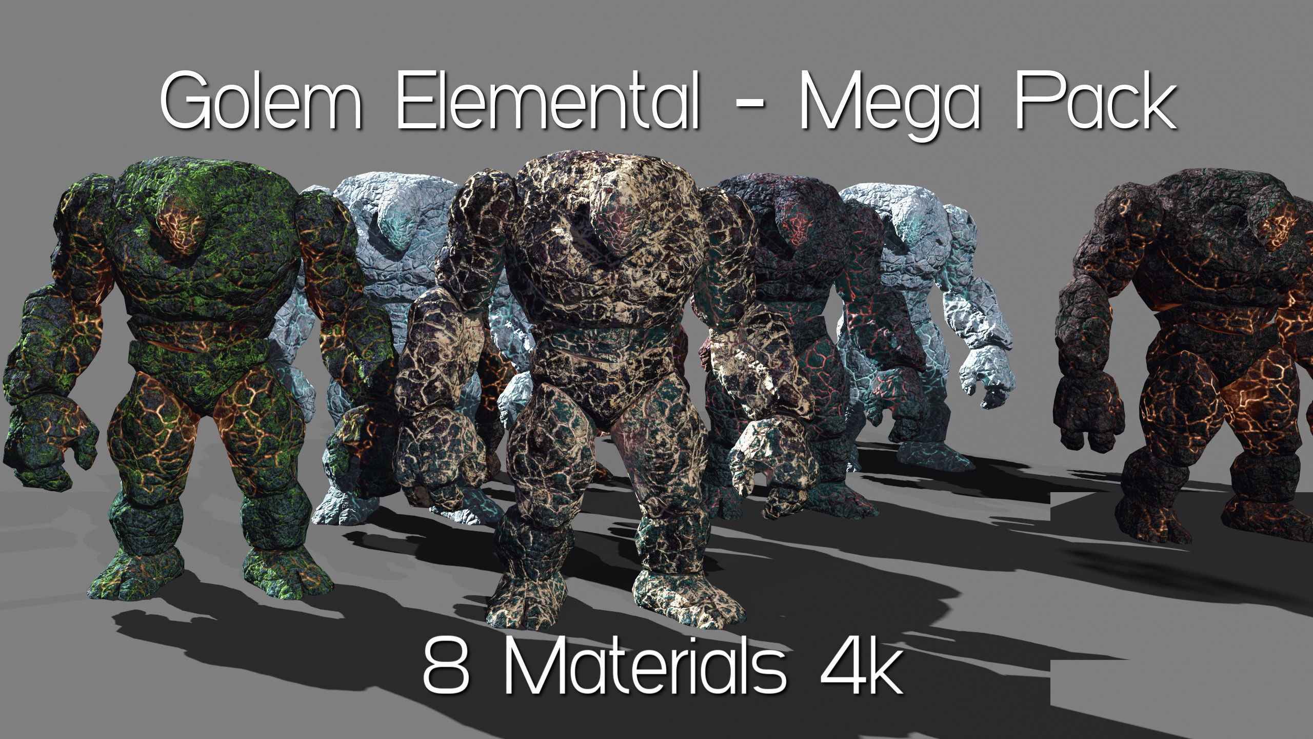 Golem Elemental - Mega Pack Low-poly 3D model_2