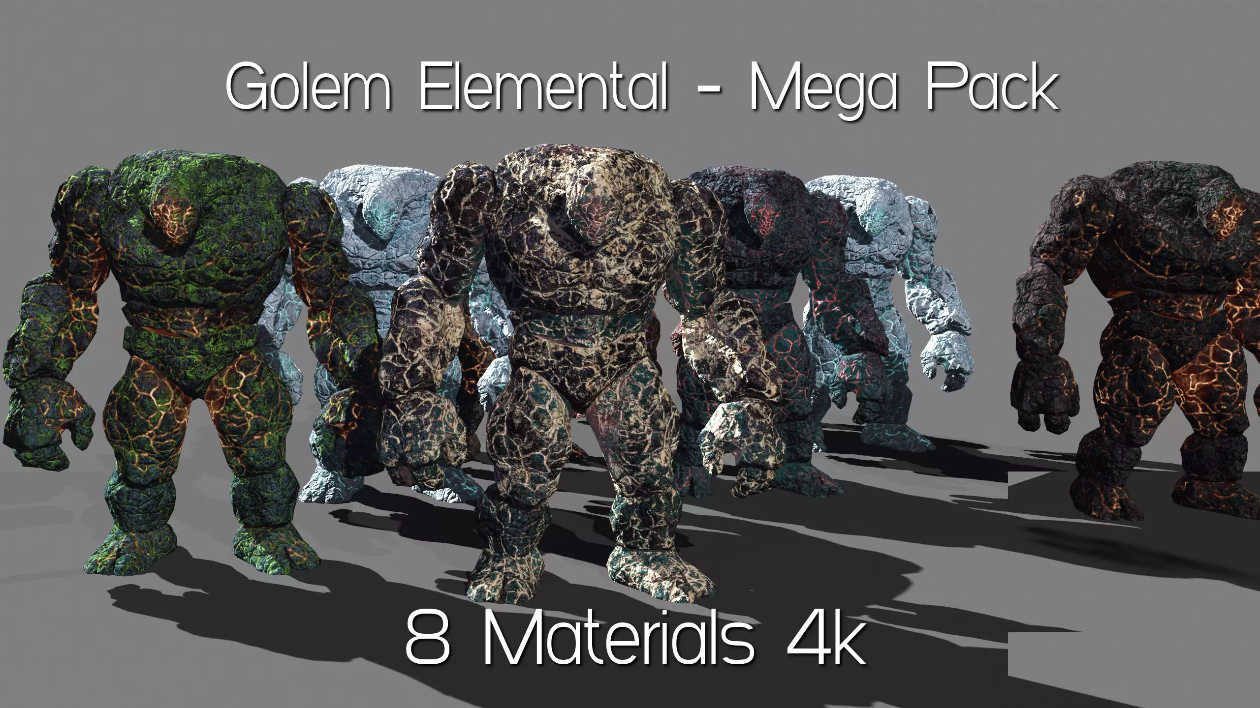 Golem Elemental - Mega Pack Low-poly 3D model_0