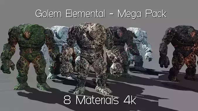 Golem Elemental - Mega Pack Low-poly 3D model