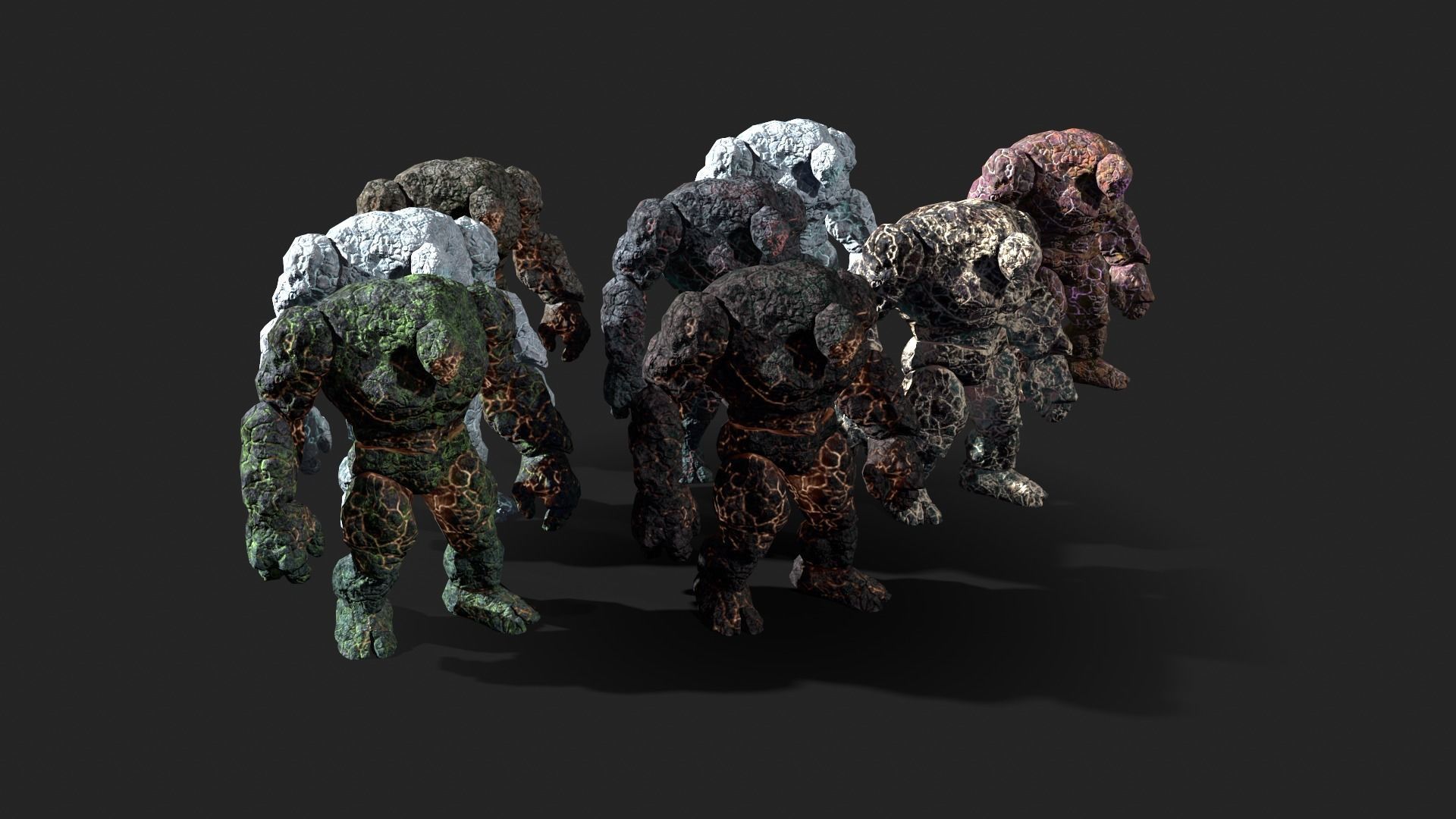 Golem Elemental - Mega Pack Low-poly 3D model_6