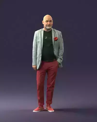 Stylish bald old man 0351 3D Print Ready 3D print model