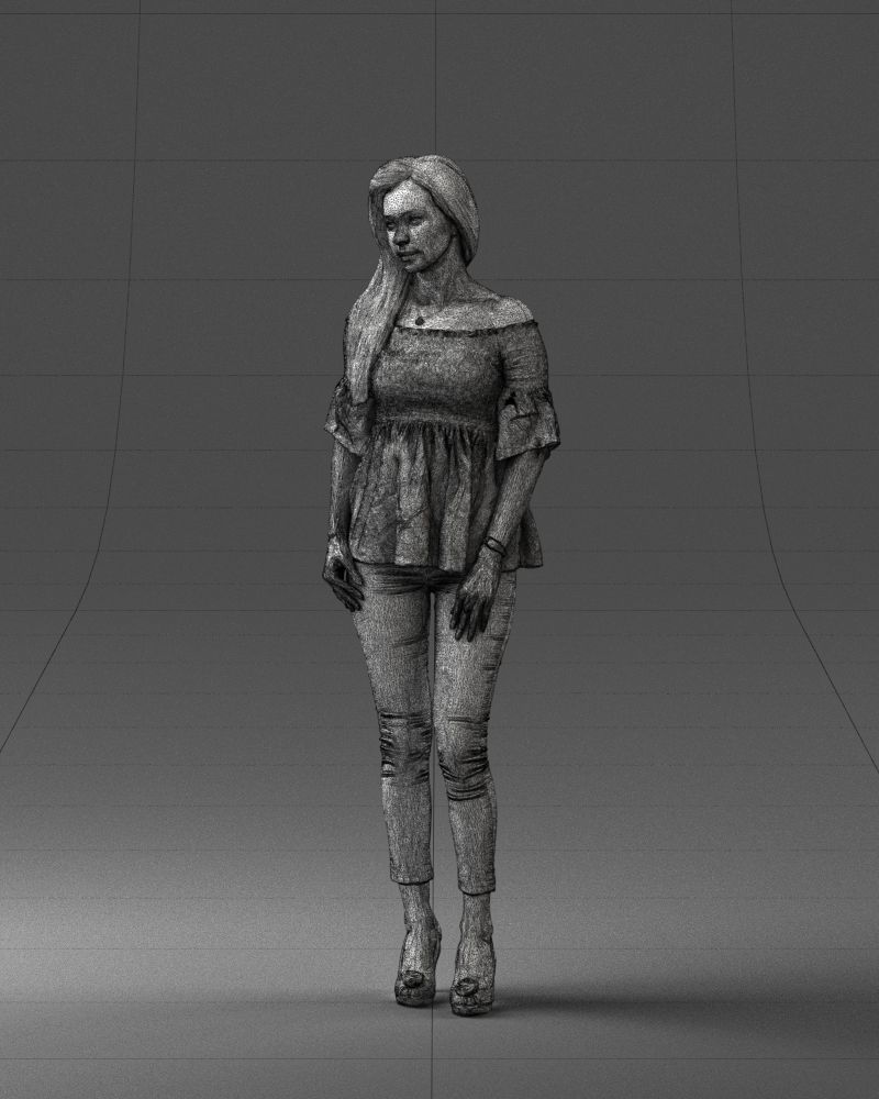 000270 Young Woman in Blouse and Heels 0613 3dp 3D print model_3