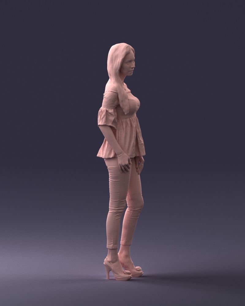 000270 Young Woman in Blouse and Heels 0613 3dp 3D print model_5