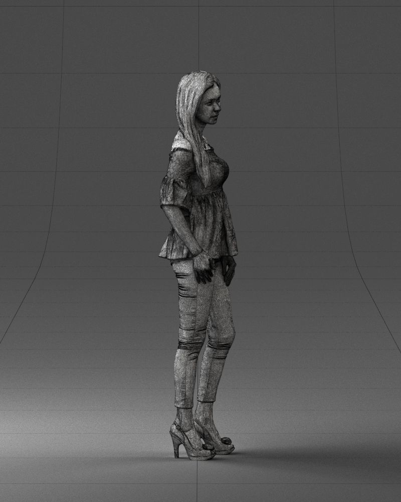 000270 Young Woman in Blouse and Heels 0613 3dp 3D print model_6