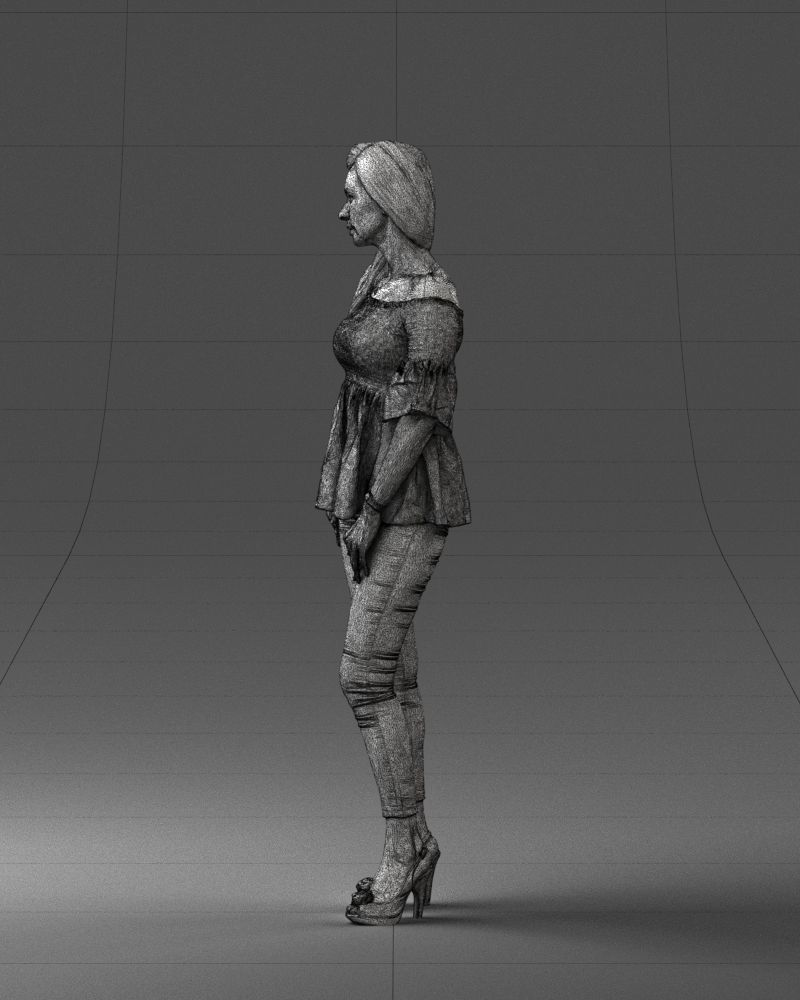 000270 Young Woman in Blouse and Heels 0613 3dp 3D print model_12