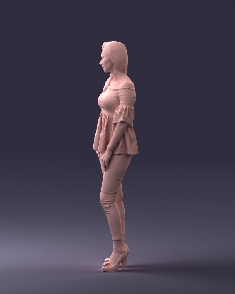 000270 Young Woman in Blouse and Heels 0613 3dp 3D print model_11