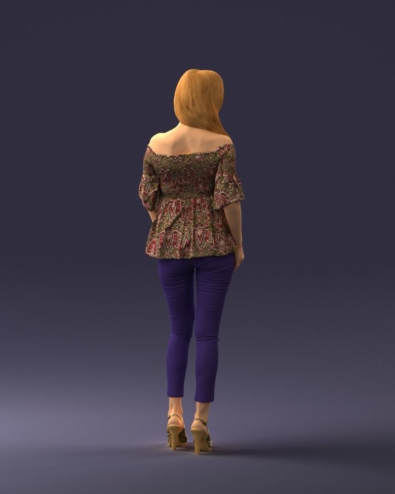 000270 Young Woman in Blouse and Heels 0613 3dp 3D print model_7