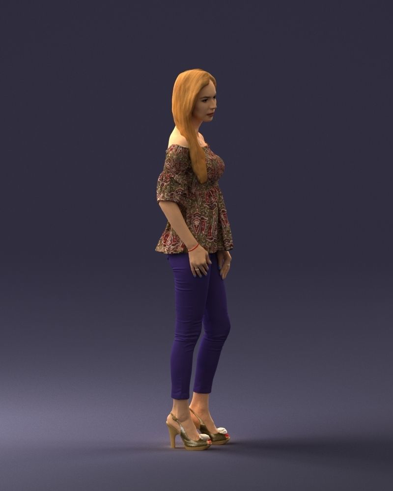 000270 Young Woman in Blouse and Heels 0613 3dp 3D print model_4