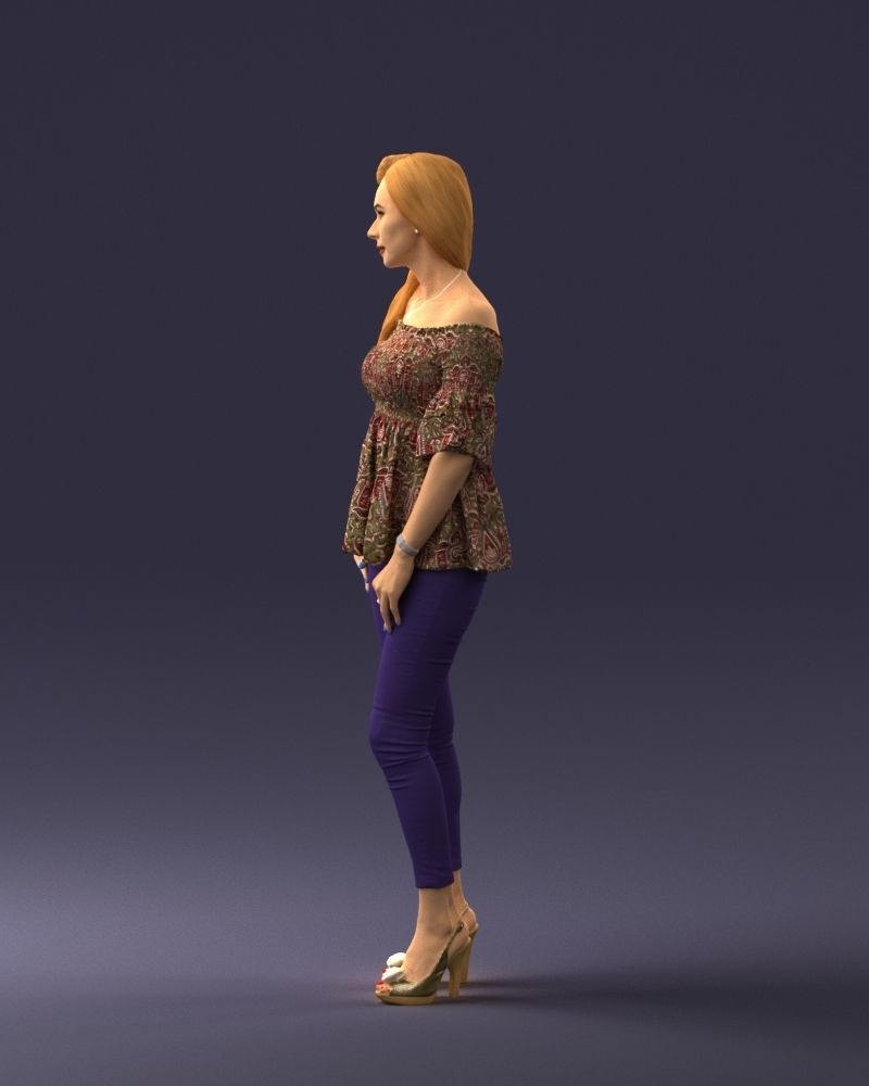 000270 Young Woman in Blouse and Heels 0613 3dp 3D print model_10
