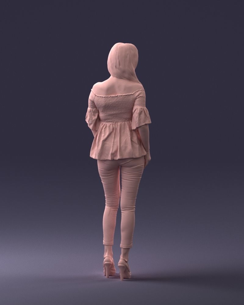 000270 Young Woman in Blouse and Heels 0613 3dp 3D print model_8