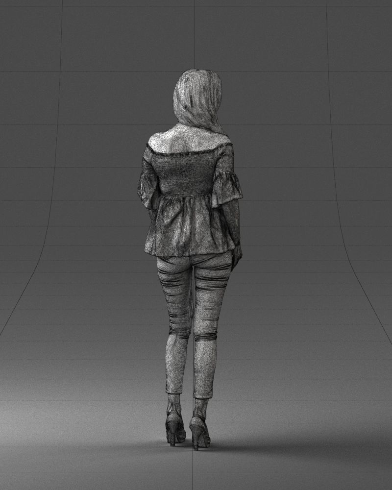 000270 Young Woman in Blouse and Heels 0613 3dp 3D print model_9