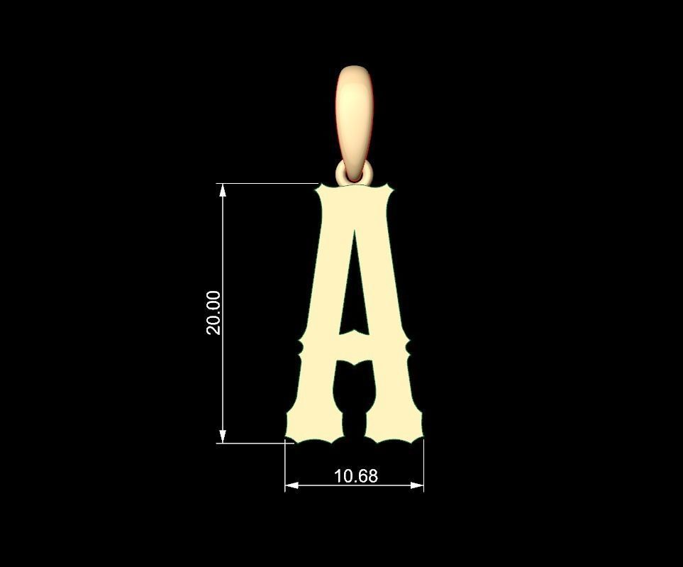 Initial Letters Pendant Homeplate A 3D print model_5