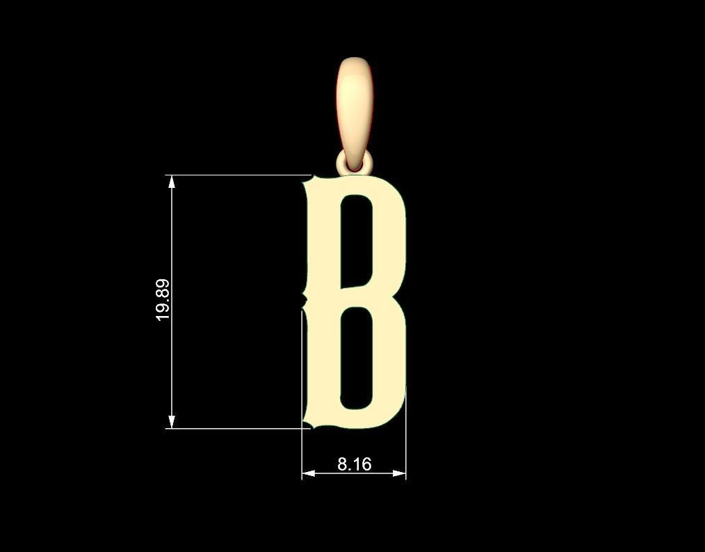 Initial Letters Pendant Homeplate B 3D print model_5