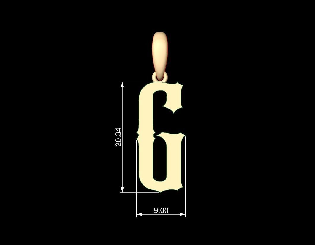 Initial Letters Pendant Homeplate G 3D print model_5