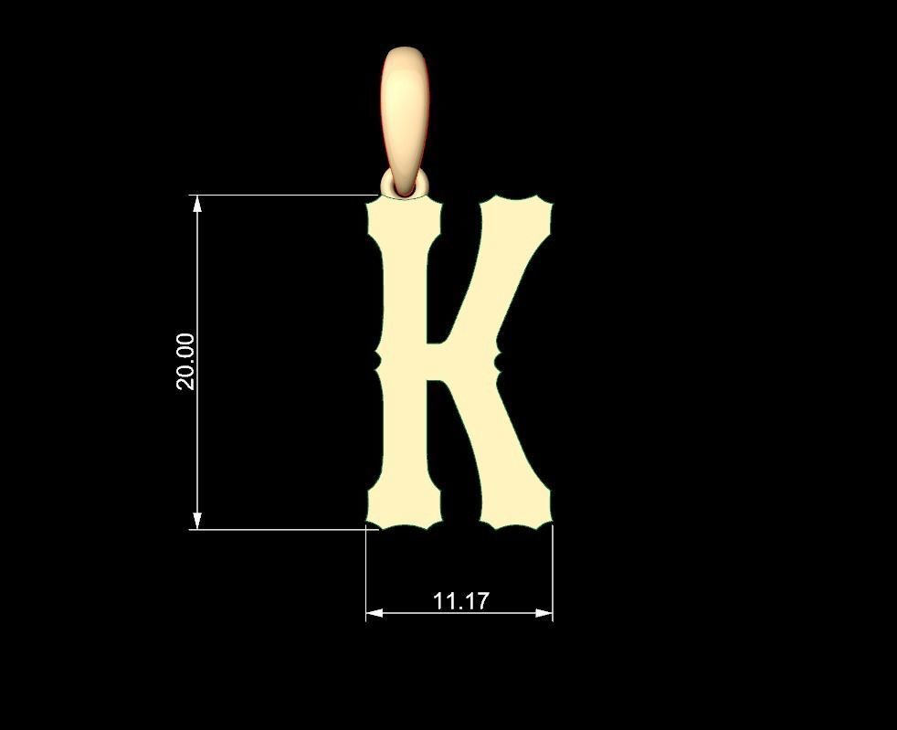 Initial Letters Pendant Homeplate K 3D print model_5