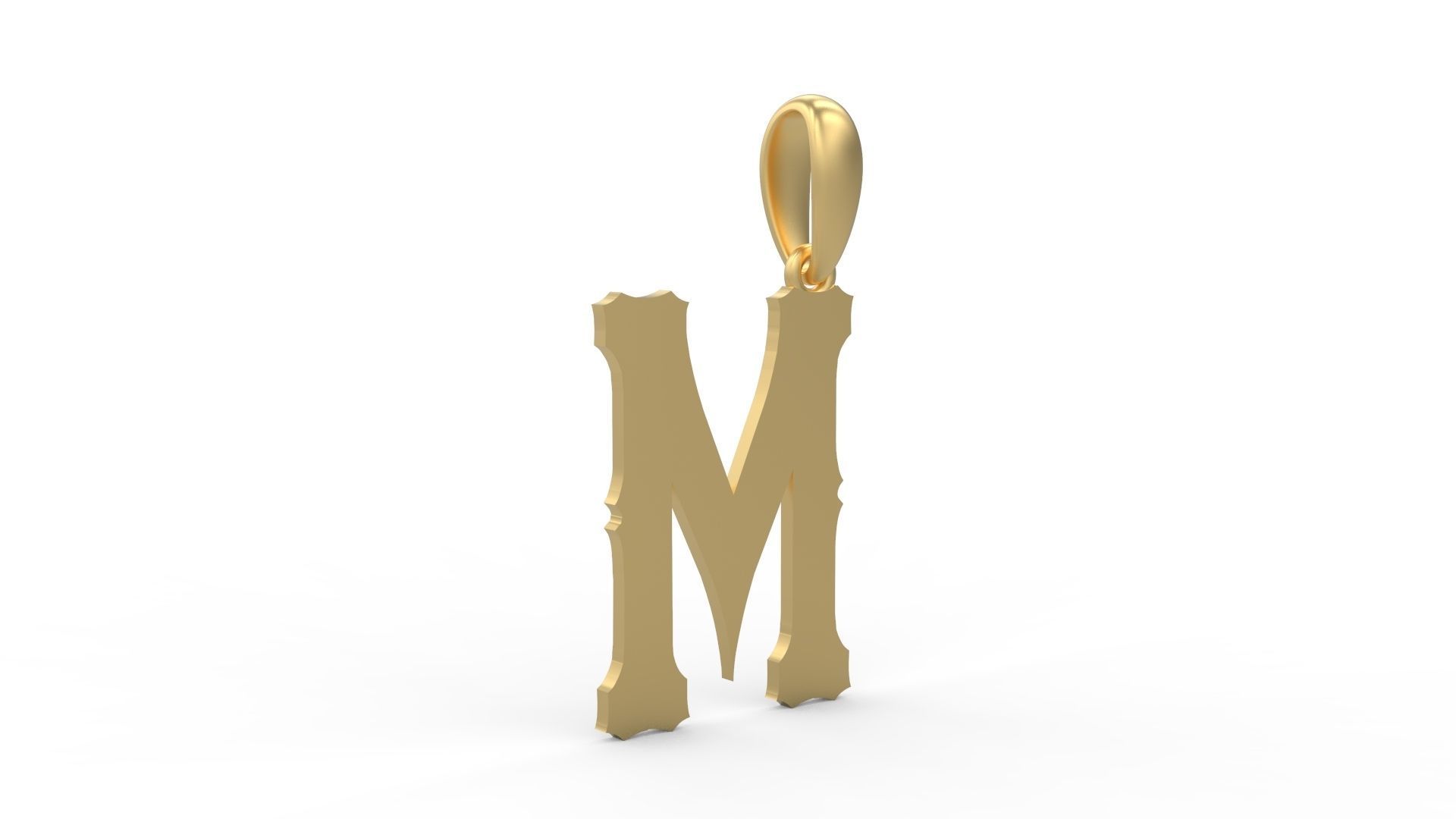 Initial Letters Pendant Homeplate M 3D print model_3