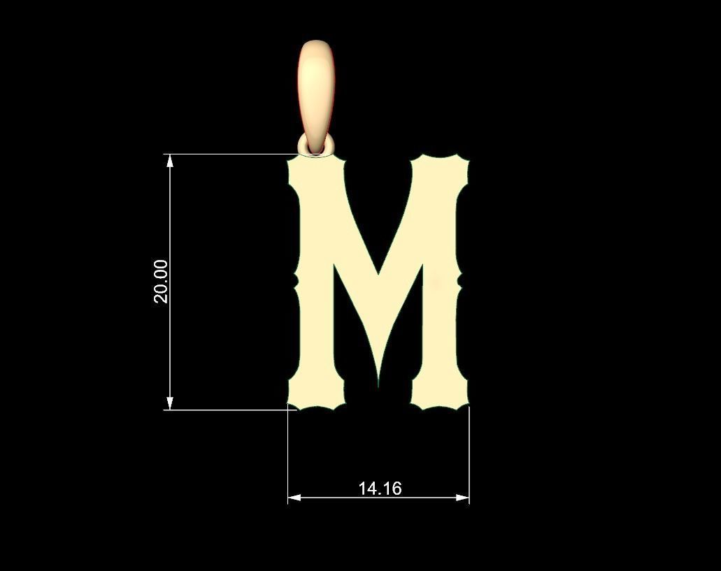 Initial Letters Pendant Homeplate M 3D print model_5