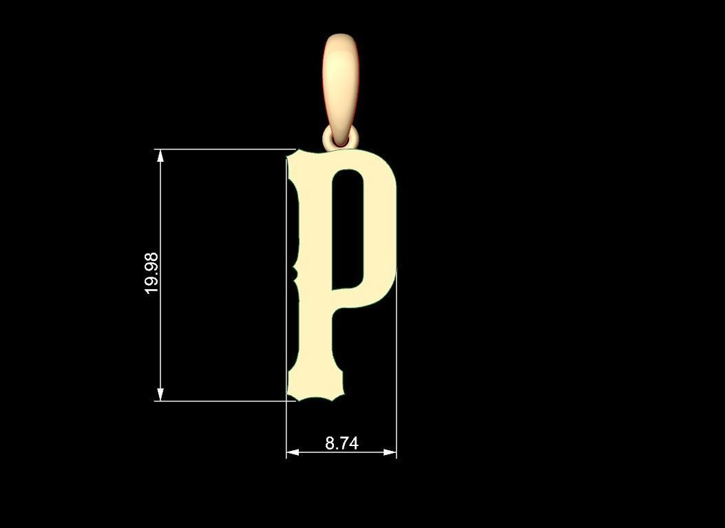 Initial Letters Pendant Homeplate P 3D print model_5