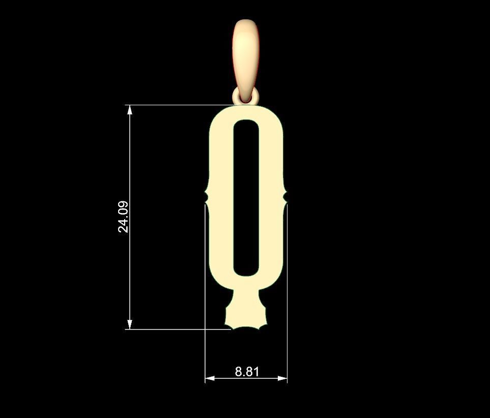 Initial Letters Pendant Homeplate Q 3D print model_5