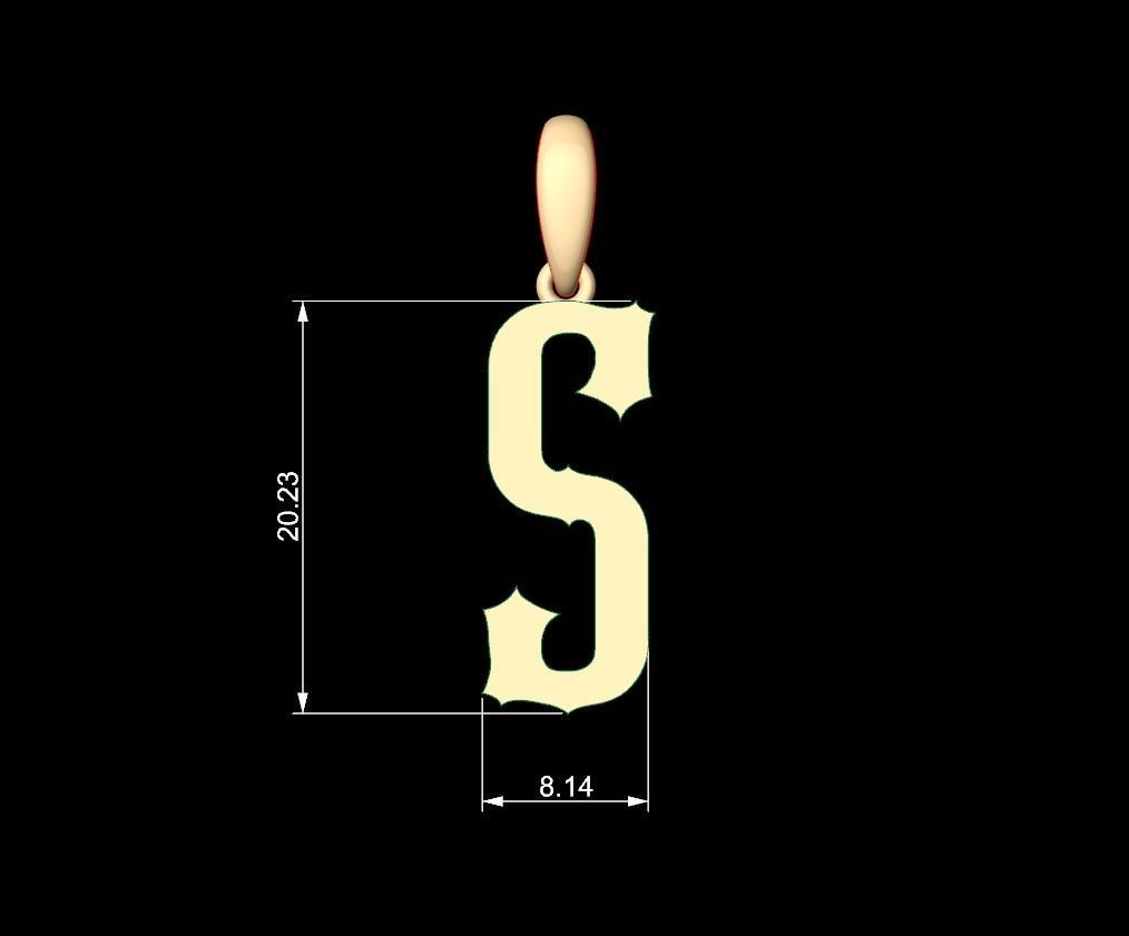 Initial Letters Pendant Homeplate S 3D print model_5
