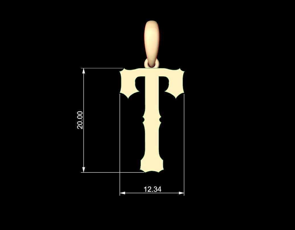 Initial Letters Pendant Homeplate T 3D print model_5