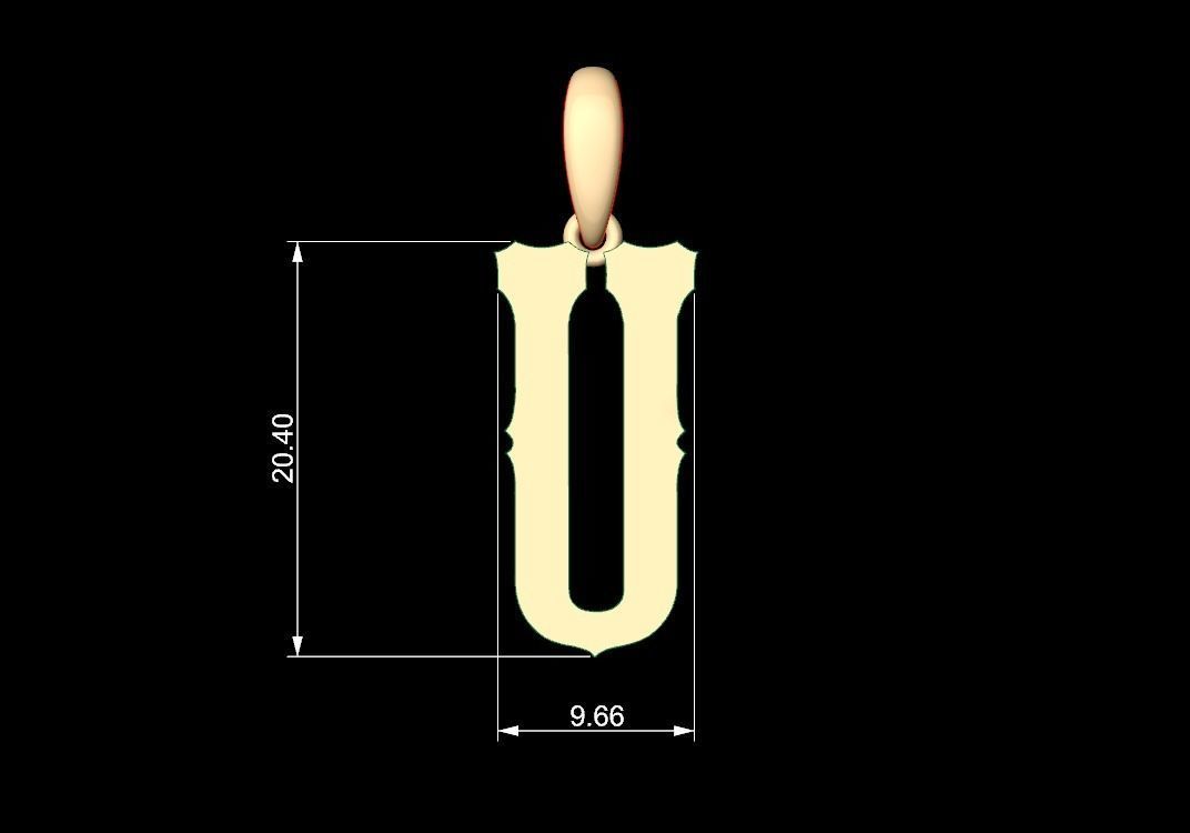 Initial Letters Pendant Homeplate U 3D print model_4