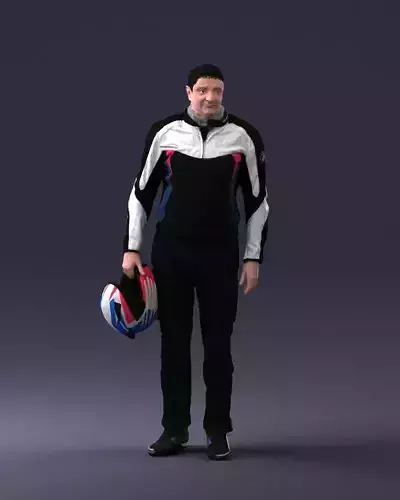 Male motorcyclist with a helmet 0091 3D Print Ready 3D print model