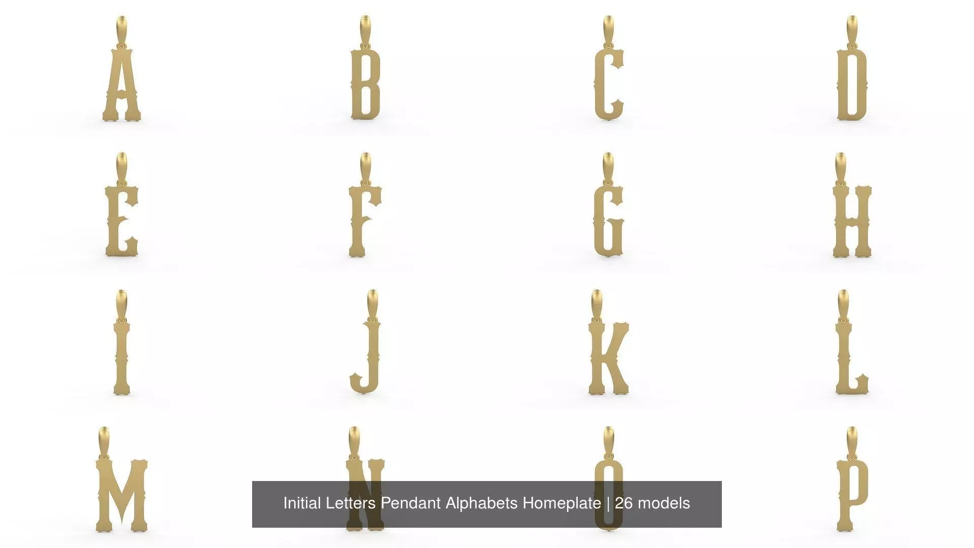 Initial Letters Pendant Alphabets Homeplate 3D Model Collection_0