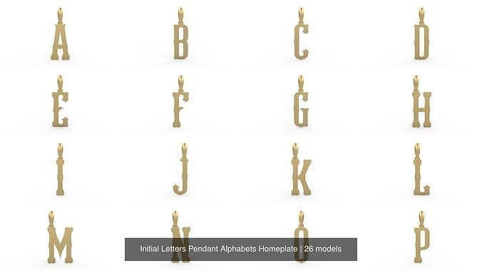 Initial Letters Pendant Alphabets Homeplate 3D Model Collection
