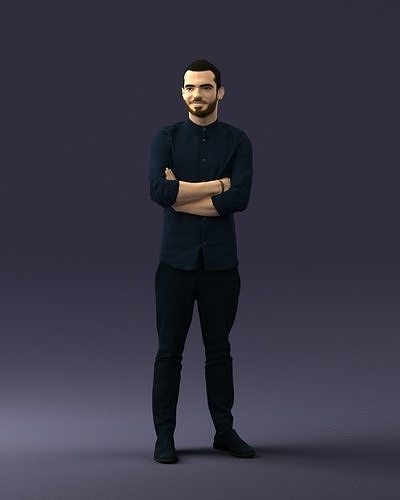Man in black clothes 0195 3D Print Ready 3D print model