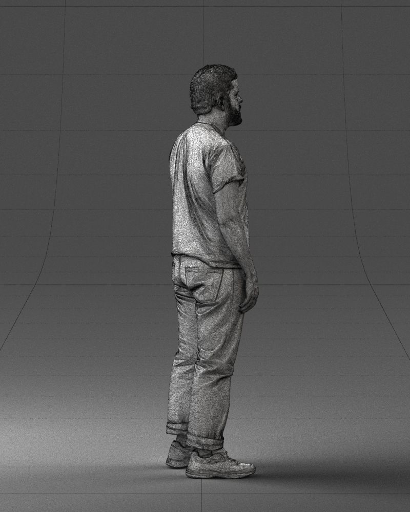 000127 Bearded Man in Graphic TShirt 0521 3D model_35