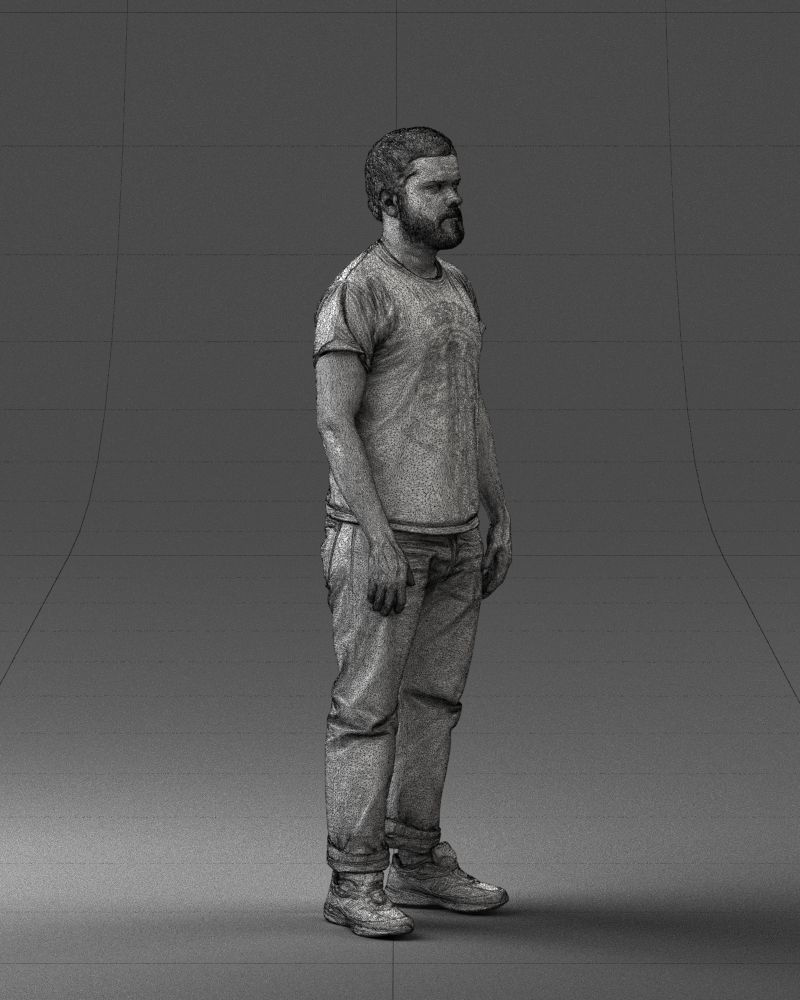 000127 Bearded Man in Graphic TShirt 0521 3D model_23