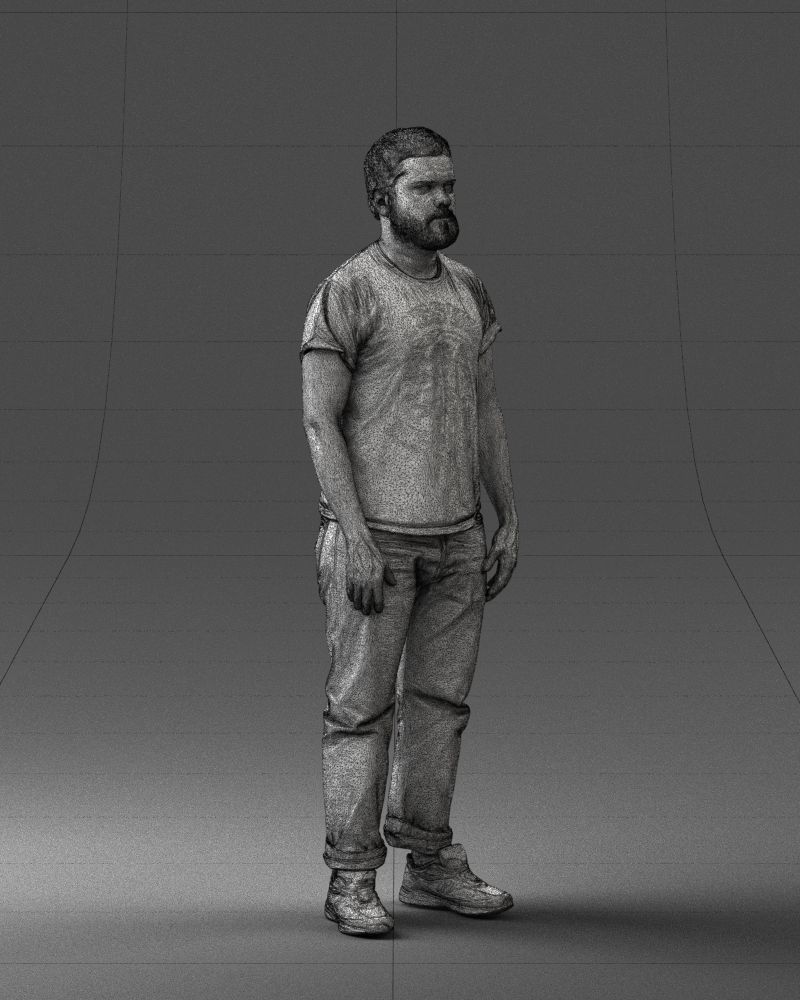 000127 Bearded Man in Graphic TShirt 0521 3D model_20