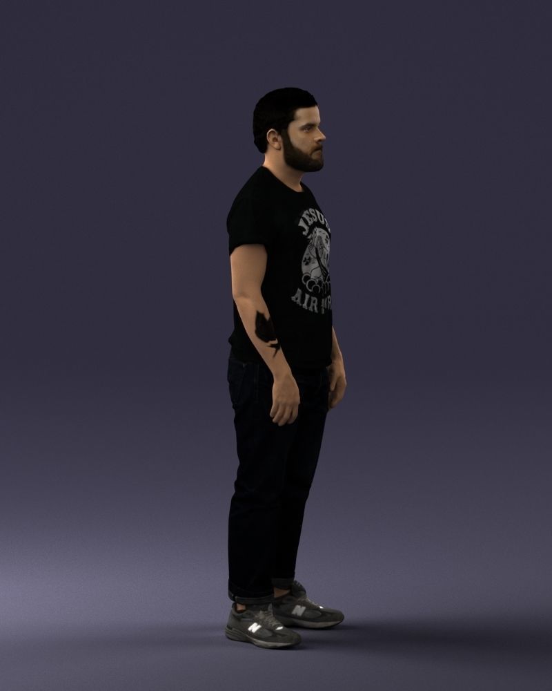 000127 Bearded Man in Graphic TShirt 0521 3D model_24