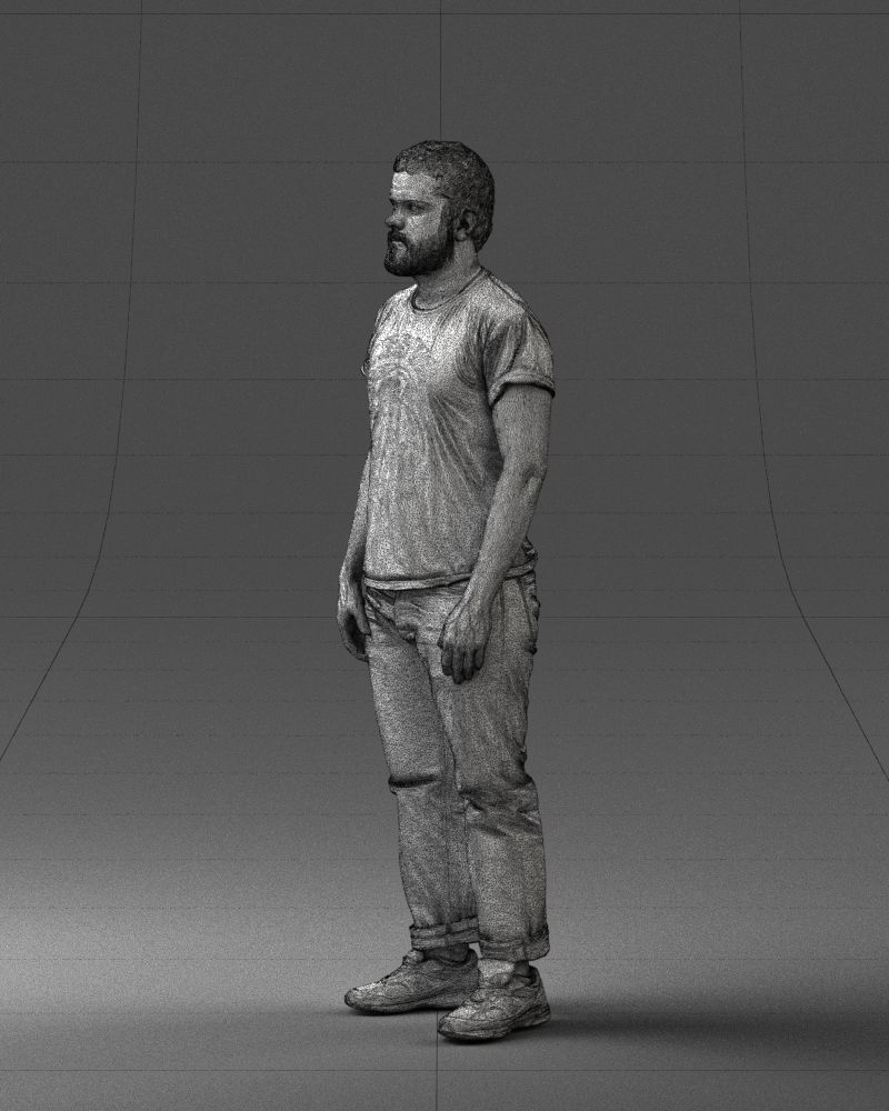 000127 Bearded Man in Graphic TShirt 0521 3D model_68
