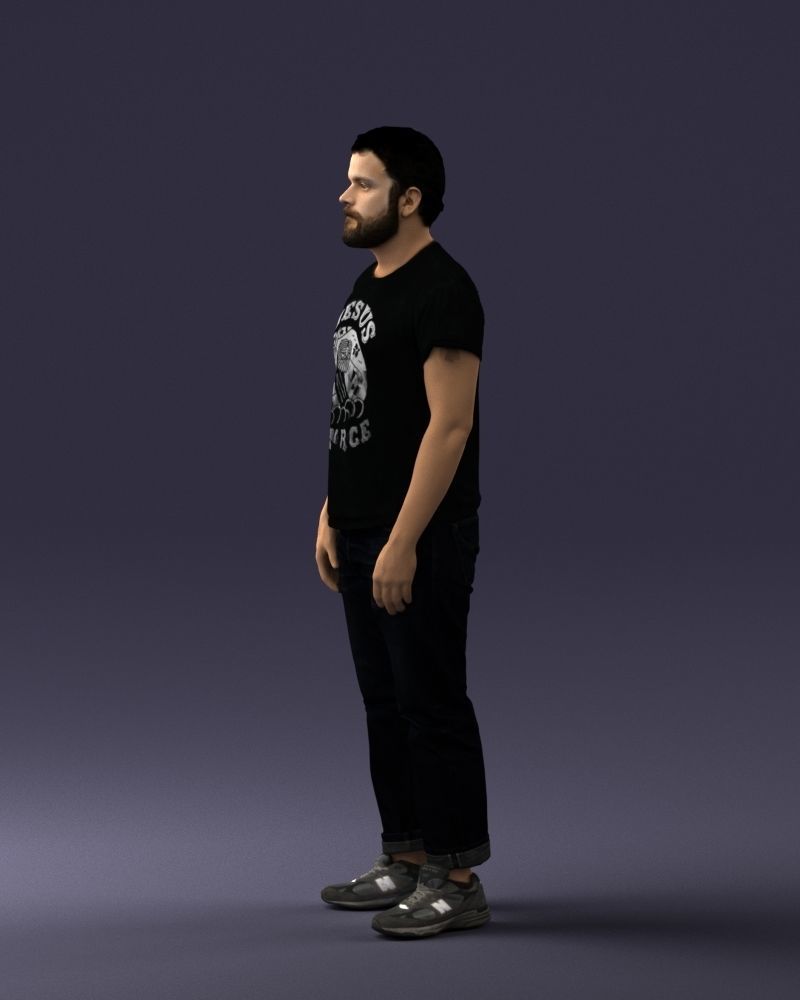 000127 Bearded Man in Graphic TShirt 0521 3D model_63