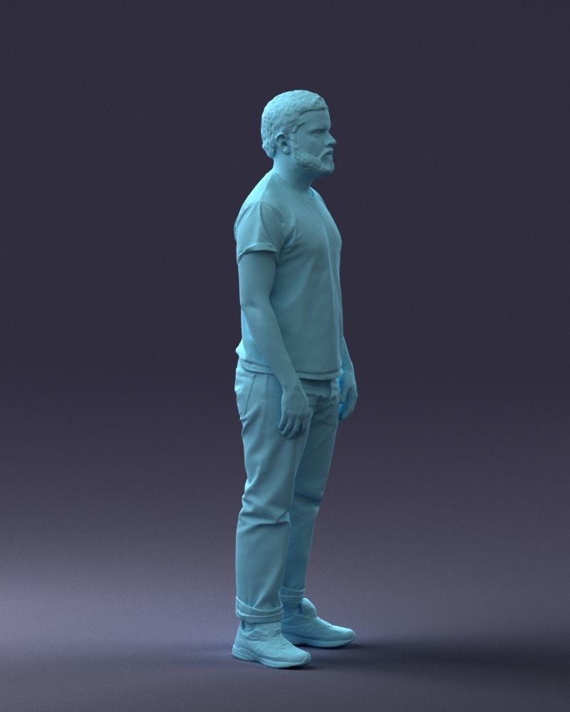 000127 Bearded Man in Graphic TShirt 0521 3D model_25