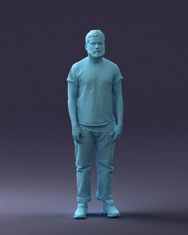 000127 Bearded Man in Graphic TShirt 0521 3D model_10