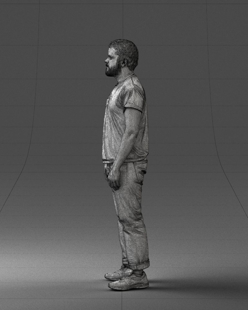 000127 Bearded Man in Graphic TShirt 0521 3D model_62