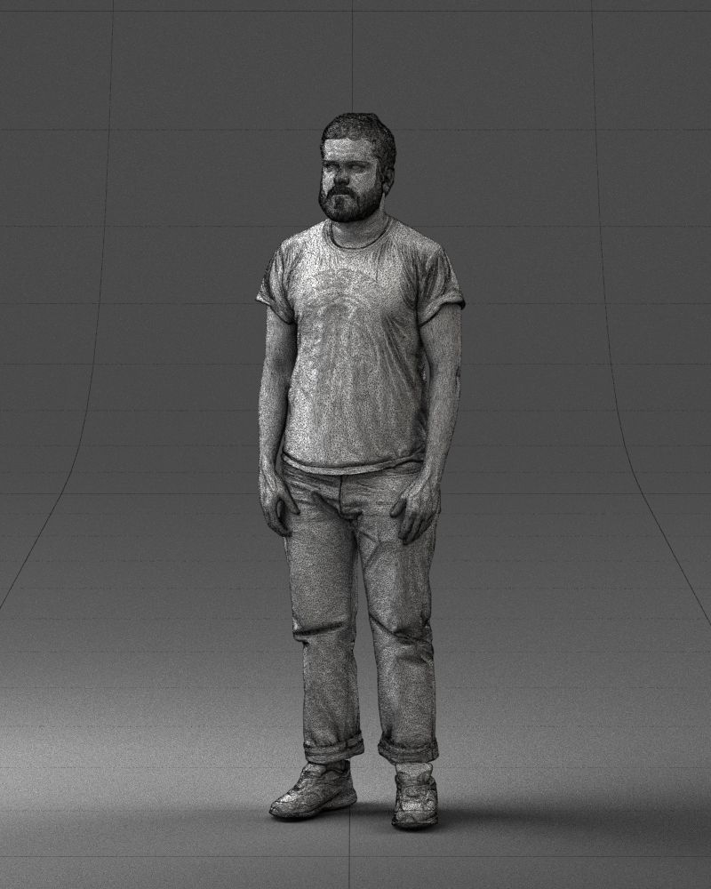 000127 Bearded Man in Graphic TShirt 0521 3D model_77