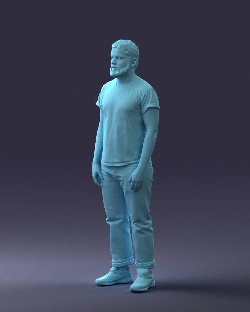 000127 Bearded Man in Graphic TShirt 0521 3D model_70