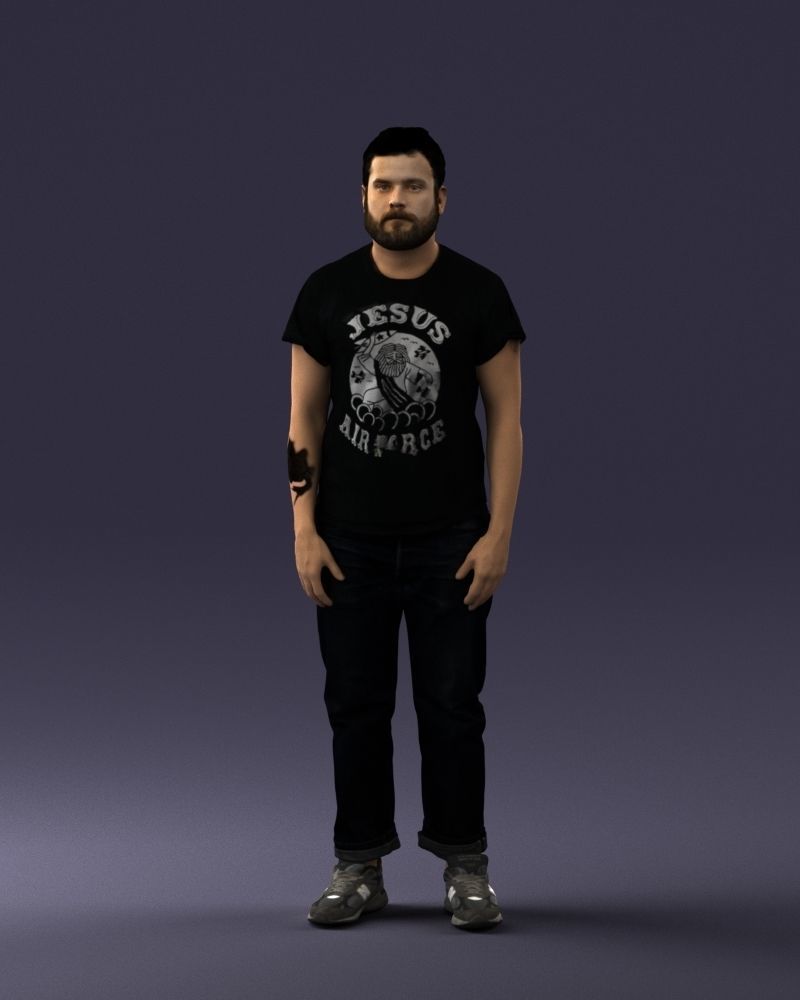 000127 Bearded Man in Graphic TShirt 0521 3D model_81