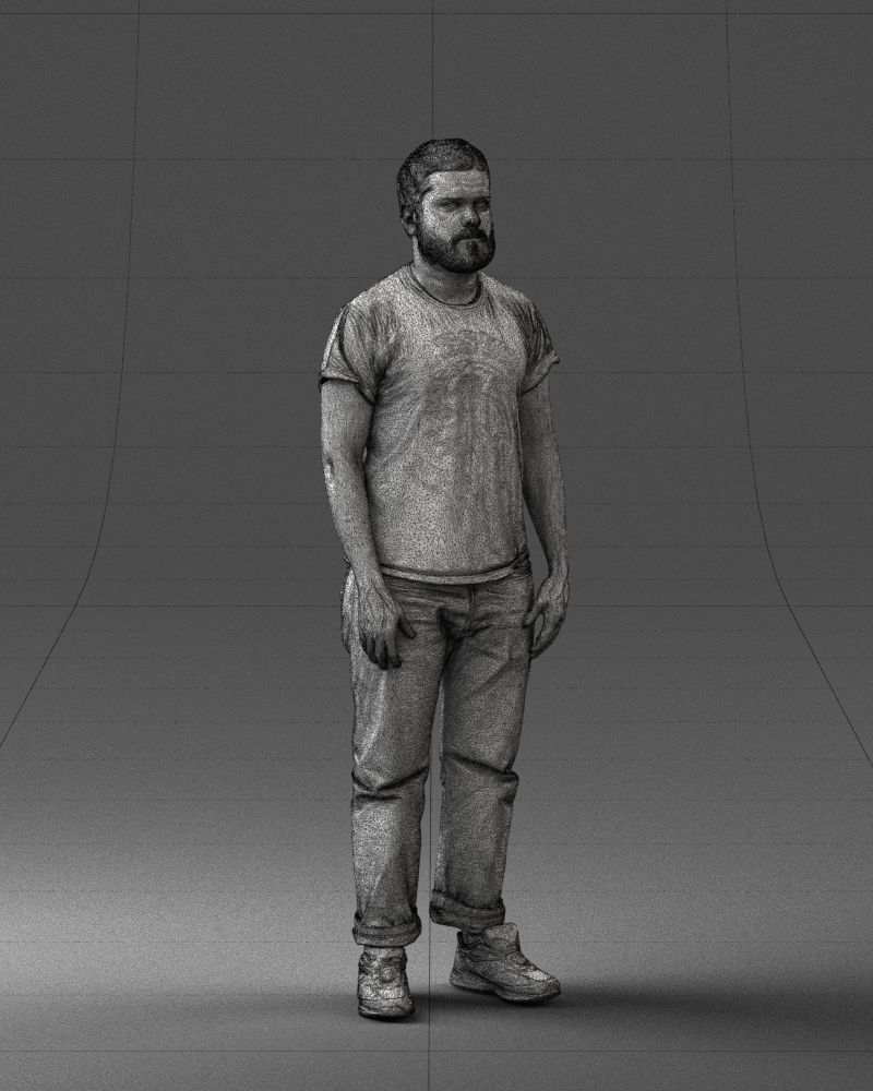 000127 Bearded Man in Graphic TShirt 0521 3D model_17